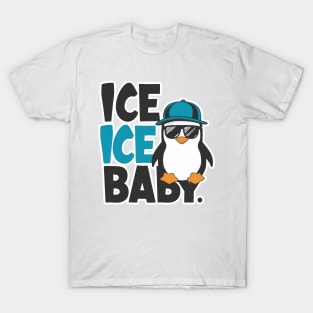 Cool Penguin "Ice Ice Baby" Cartoon T-Shirt